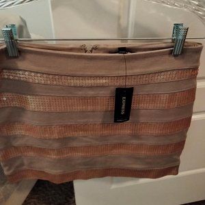 Tan sequence mini skirt